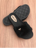 Chinelo Slide Feminino Pelúcia Pantufa Laço